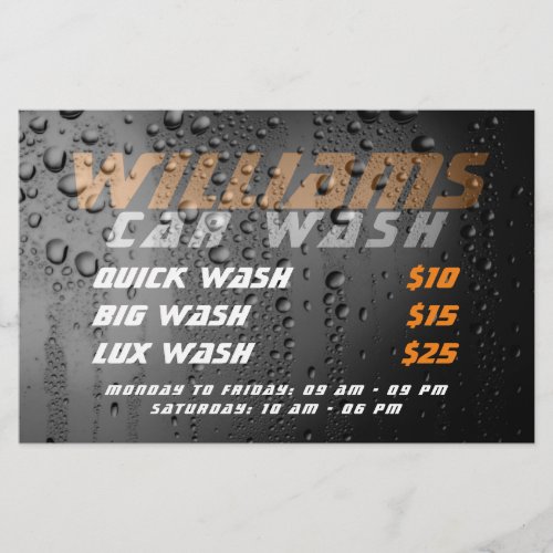 Car metallic surface wash drops  flyer