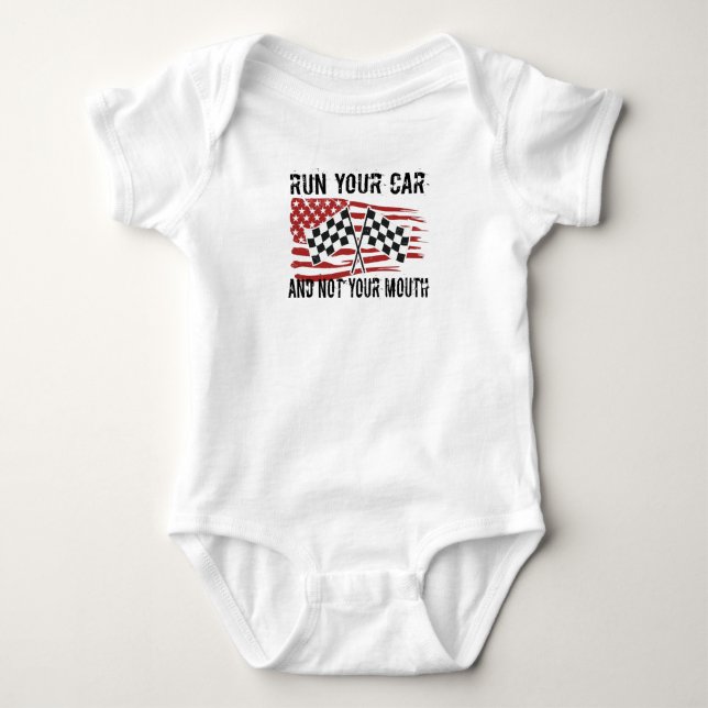 Car Motor Racing Car Drag Racing Fan Flag Flag Baby Bodysuit (Front)
