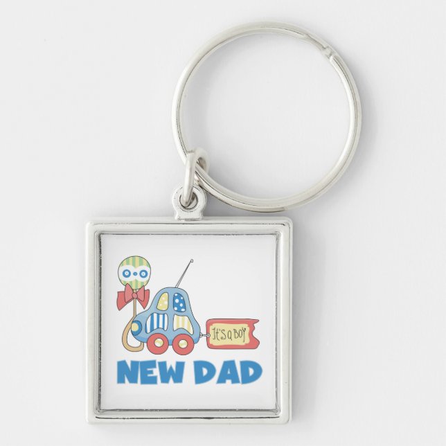 Car New Dad It's a Boy Gifts Keychain (Front)