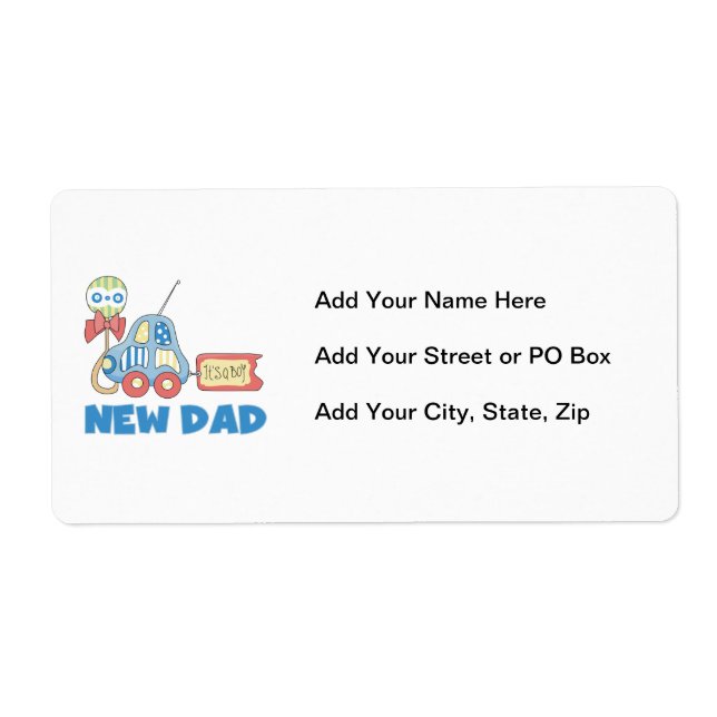 Car New Dad It's a Boy Gifts Label (Front)
