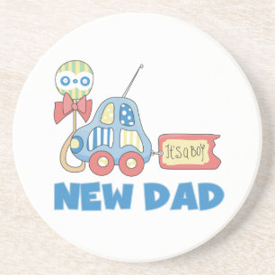 Car New Dad It's a Boy Gifts Sandstone Coaster