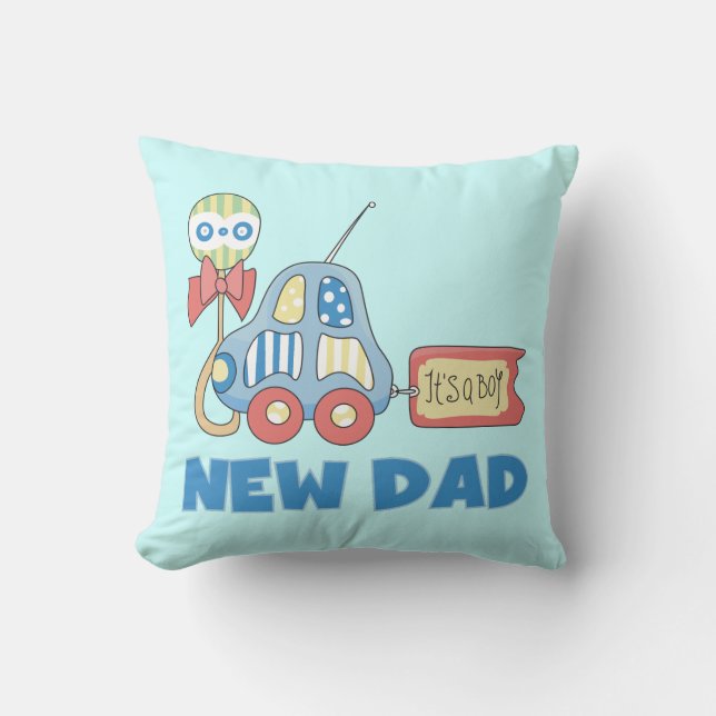 Car New Dad It's a Boy Gifts Throw Pillow (Front)