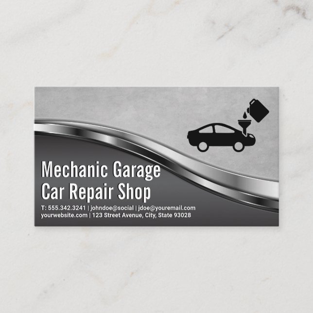 Car Oil change Logo | Mechanic Garage Business Card (Front)