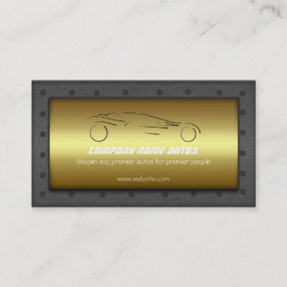 Car on Golden Plate, steel frame - Sportsauto logo Business Card