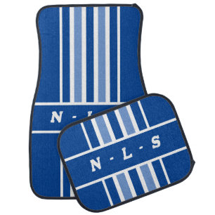 Car Owner's Initials on a Blue Car Floor Mat