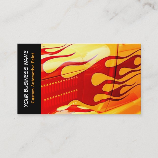 Car Painting Flames Paint Job on Car Business Card (Front)