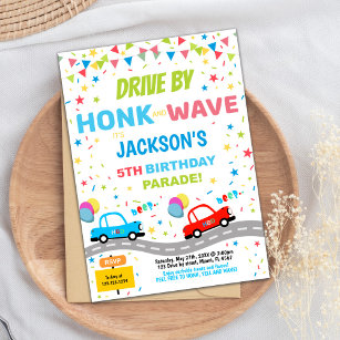 Car Parade Birthday Invitation,Drive By Invitation