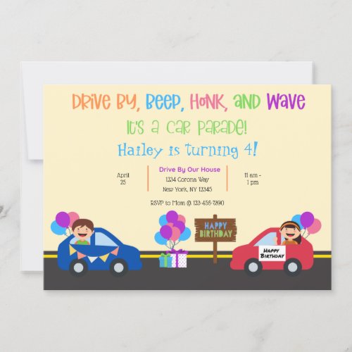 Car Parade Party Invitation