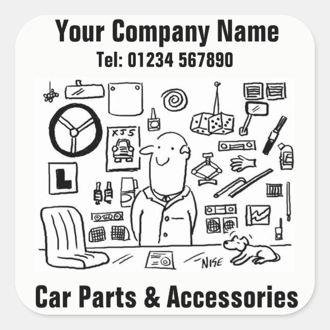 Car Parts & Accessories Business stickers (Front)