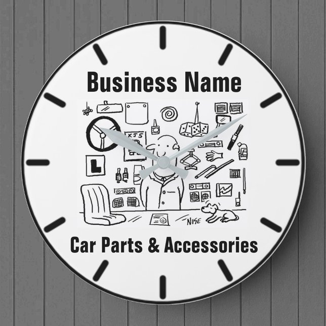 Car Parts & Accessories Cartoon Large Clock (Creator Uploaded)