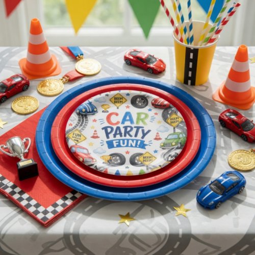 Car Party Fun Race Car Birthday Kids Race Party Paper Plates