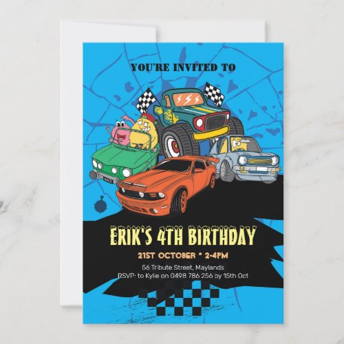 Car party invitation car birthday invitation