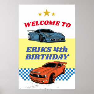 Car party welcome sign, racing party sign