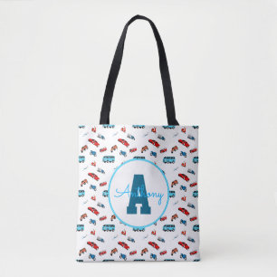 Car pattern boy birthday customized monogram Cute Tote Bag