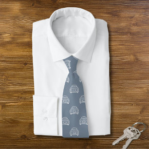 Car Pattern Lapis Grey Figaro Figarations Neck Tie
