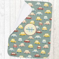 Car Personalized Sage Green Baby Blanket