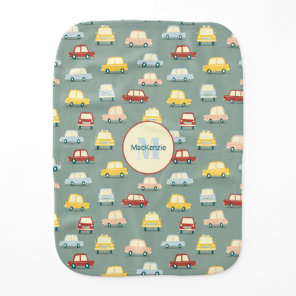 Car Personalized Sage Green Baby Burp Cloth