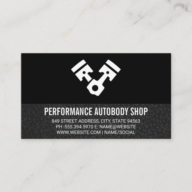 Car Pistons | Auto Shop Business Card (Front)