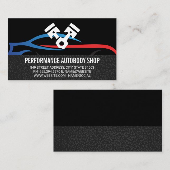 Car Pistons | Auto Shop Car Icon Business Card (Front/Back)