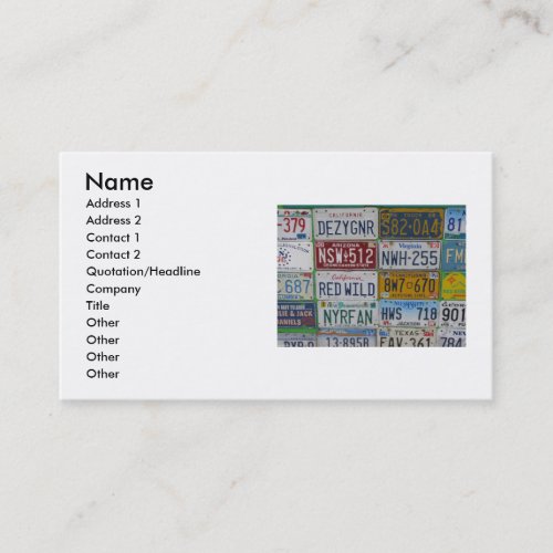 Car Plates Business Card