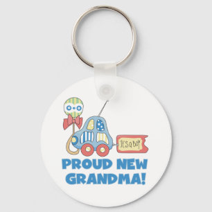 Car Proud New Grandma It's a Boy Keychain