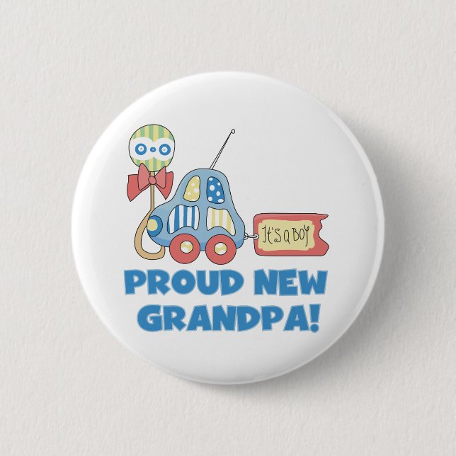 Car Proud New Grandpa It's a Boy Button (Front)