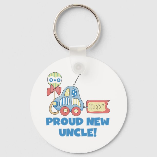 Car Proud New Uncle It's a Boy Keychain (Front)