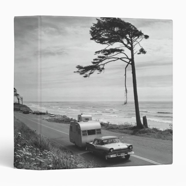 Car Pulling Trailer 3 Ring Binder (Front/Spine)