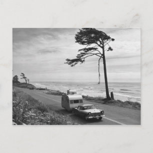 Car Pulling Trailer Postcard