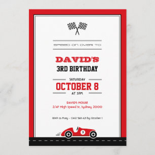 Car Race Birthday Invitation