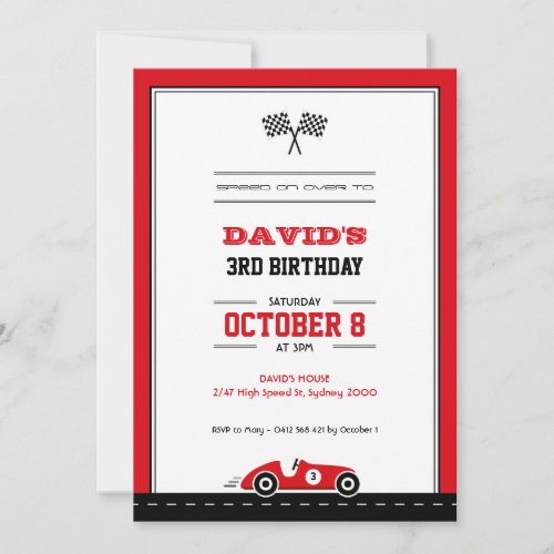 Car Race Birthday Invitation