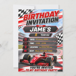 Car race Birthday Invitation for Kids
