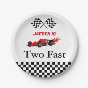 Car race boy 2nd birthday party paper plates