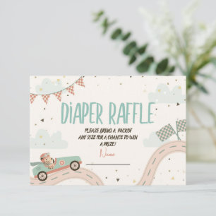 Car Race Fast Baby Shower Diaper Raffle Card