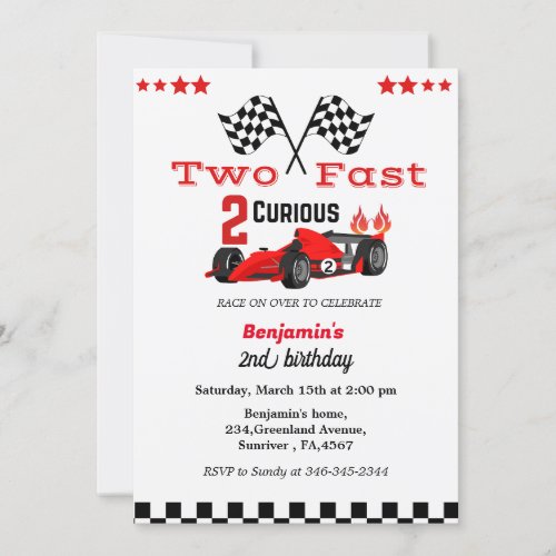 Two Fast Second Birthday Invitation Growing up Two Fast Race 