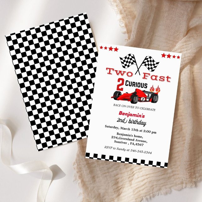 Car race Growing up two fast  second boy birrthday Invitation (Creator Uploaded)