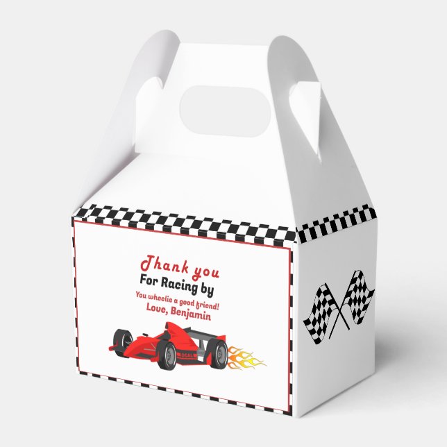 Car Race  Growing up two Fast Thank You Birthday  Favor Boxes (Front Side)