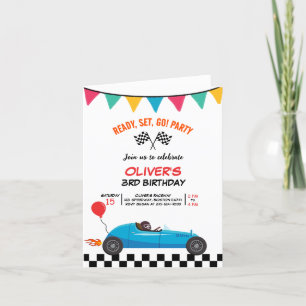 Car Race Kids Birthday Party Greeting Folded Card
