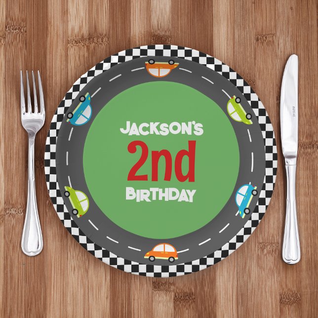 Car Race Track Boy Birthday Party Paper Plates (Creator Uploaded)