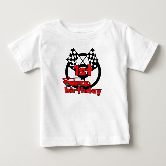 Car Racing 1st Birthday Baby T-Shirt (Front)