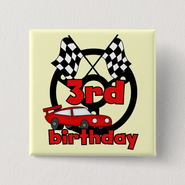 Car Racing 3rd Birthday Tshirts and Gifts Button (Front)
