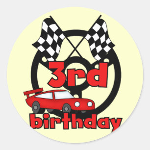 Car Racing 3rd Birthday Tshirts and Gifts Classic Round Sticker