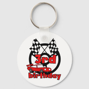 Car Racing 3rd Birthday Tshirts and Gifts Keychain