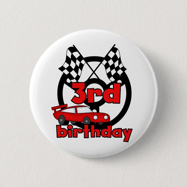 Car Racing 3rd Birthday Tshirts and Gifts Pinback Button (Front)