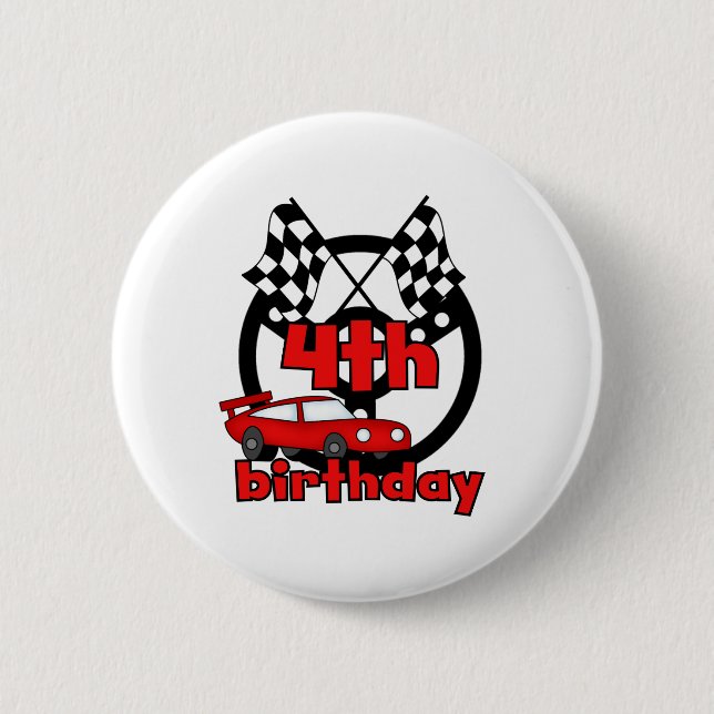 Car Racing 4th Birthday Pinback Button (Front)