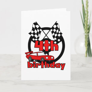 Car Racing 4th Birthday Tshirts and Gifts Card
