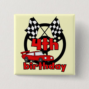 Car Racing 4th Birthday Tshirts and Gifts Pinback Button