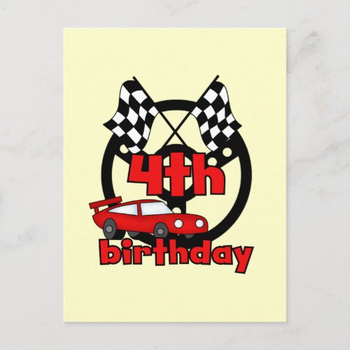 Car Racing 4th Birthday Tshirts and Gifts Postcard