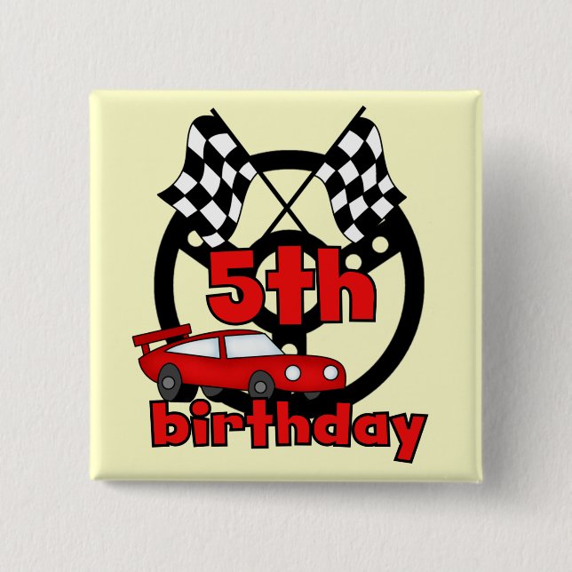 Car Racing 5th Birthday Tshirts and Gifts Button (Front)