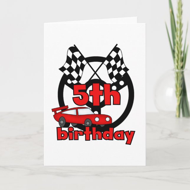 Car Racing 5th Birthday Tshirts and Gifts Card (Front)